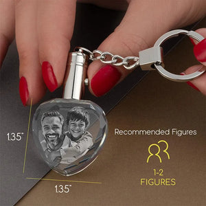 3D Heart Crystal Photo Engraving Keychain with Light - GiftShire