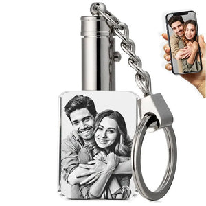 Personalized 3D Crystal Photo Keychain with Led Light - GiftShire