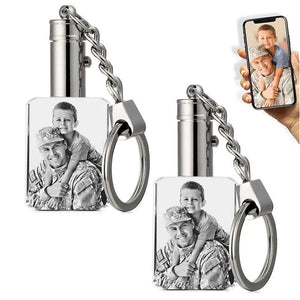 Personalized 3D Crystal Photo Keychain with Led Light - GiftShire