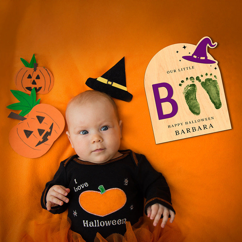 Personalized Baby Footprint Halloween Sign With Name