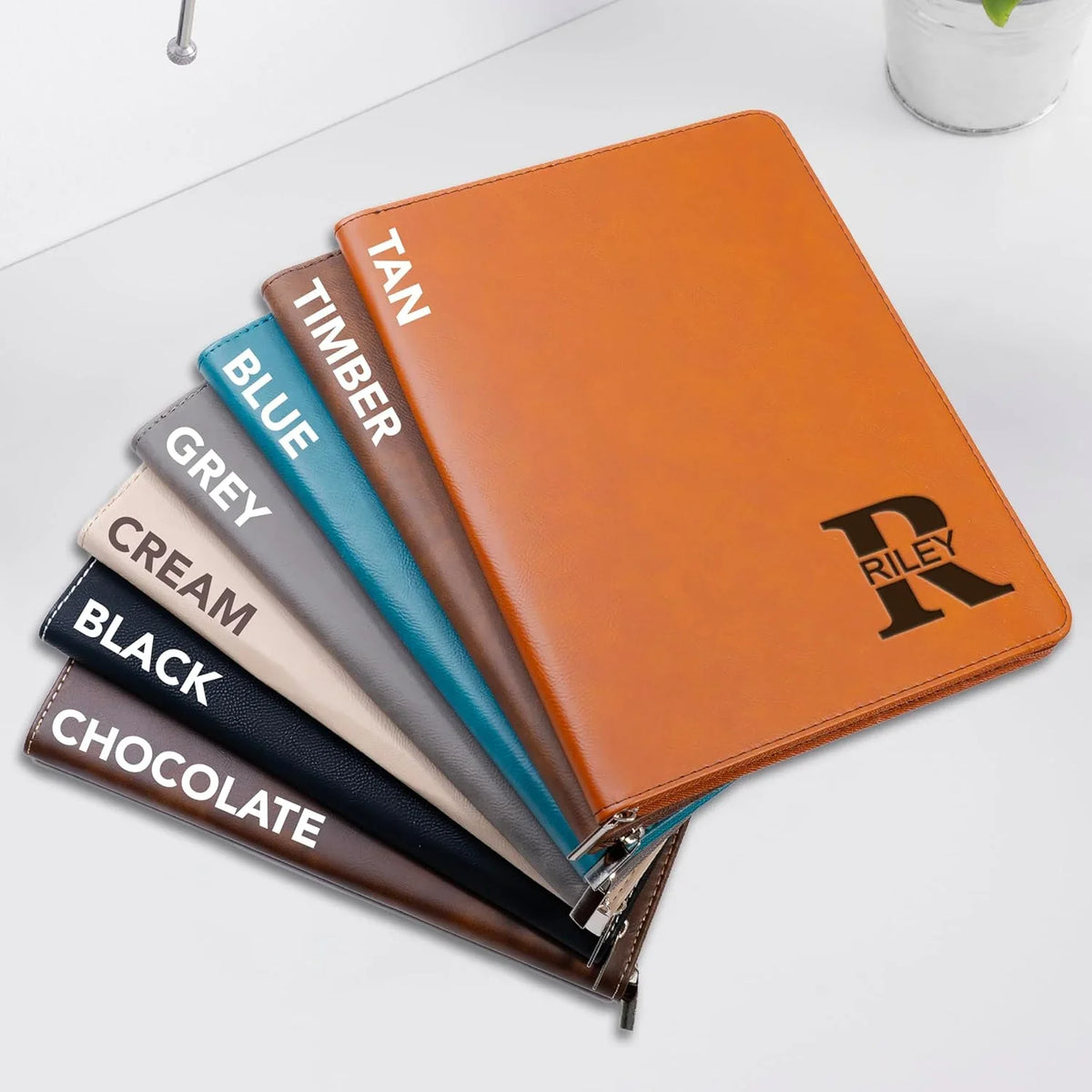 Initial Vegan Leather Padfolio – Custom Laser Engraving