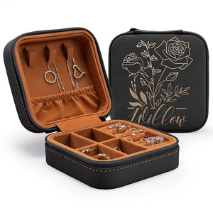 Birth Flower Jewelry Case with Custom Name For Women - GiftShire
