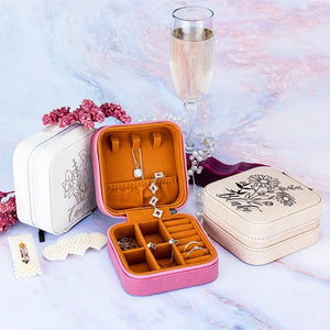 Birth Flower Jewelry Case with Custom Name For Women - GiftShire