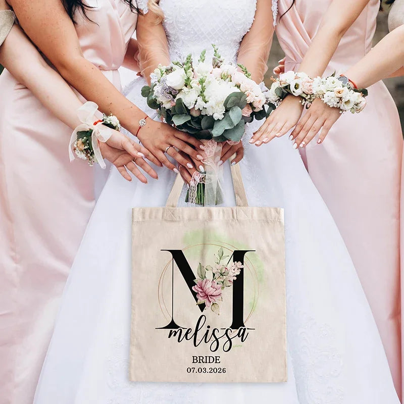 Bridesmaid Gifts for Bachelorette Party – Initial Tote Bags for Wedding