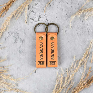 Couple Leather Key Chain, Custom Key Chain - GiftShire