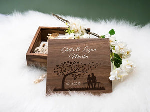 Couples Wooden Memory Box with Names - GiftShire