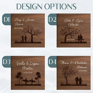 Couples Wooden Memory Box with Names - GiftShire