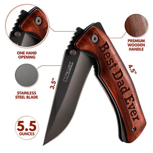 Custom Best Dad Ever Engraved Pocket Knife for Father’s Day - GiftShire