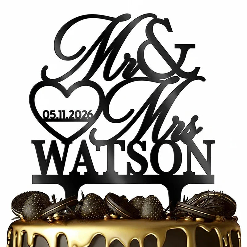 Custom Cake Topper with Name and Date