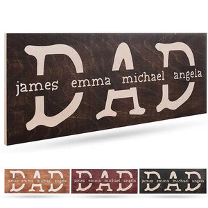 Custom Dad Sign - Personalized Wooden Sign w/ Names, Gift For Dad, Him - GiftShire
