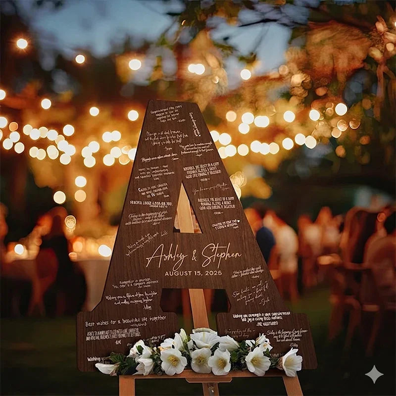 Custom Engraved Initial Wedding Guest Book Sign