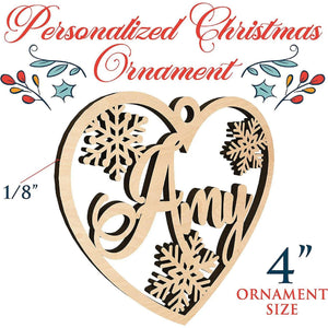 Custom Plywood Heart-Shaped Ornament, Personalized Christmas Name Ornament - GiftShire