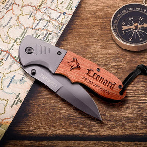 Custom Engraved Wooden Knife with Rosewood Box - GiftShire