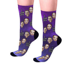 Custom Face Socks w Text - GiftShire