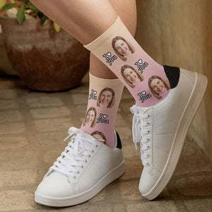 Custom Face Socks w Text - GiftShire