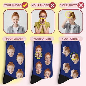Custom Face Socks w Text - GiftShire