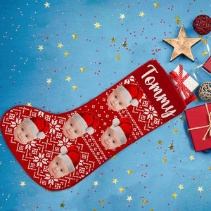 Custom Face Stocking with Christmas Hat - GiftShire