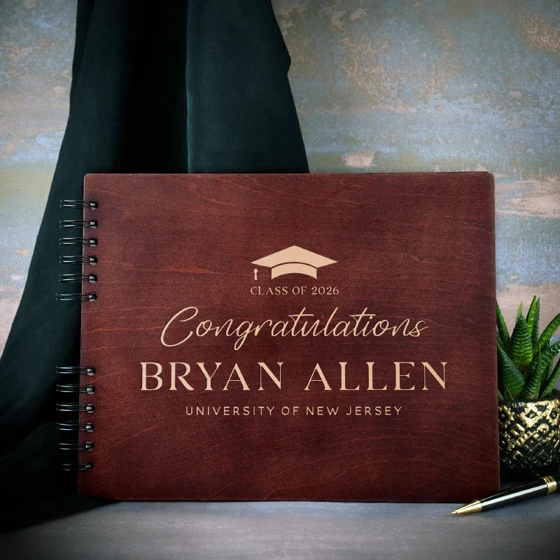 Custom Graduation Guestbook, Wooden Guestbook - GiftShire