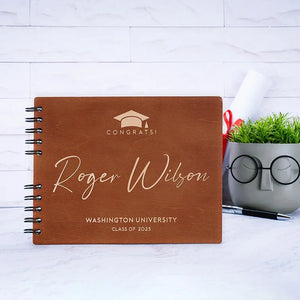 Custom Graduation Guestbook, Wooden Guestbook - GiftShire