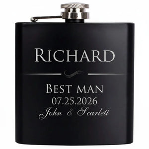 Personalized Groomsmen Flask, Custom Black Flask, Gift for Men - GiftShire