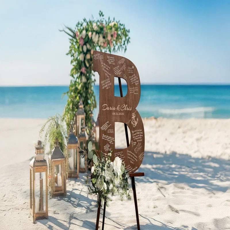 Custom Initial Wedding Guest Book – Names & Dates Wedding Keepsake