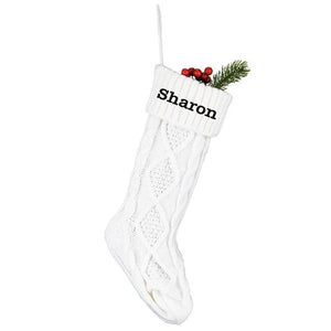 Custom Knit Christmas Stocking with Embroidered Name - GiftShire