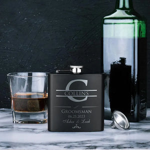 Custom Metal Groomsmen Flask, Gift for Team - GiftShire