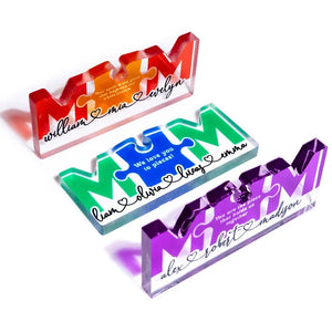 Personalized Acrylic Mom Puzzle Block with Custom Kids Names - GiftShire