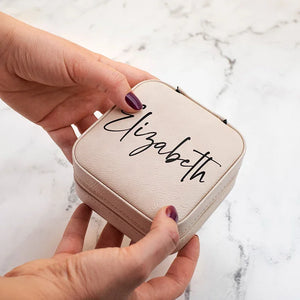 Custom Name Engraved Leatherette Jewelry Organizer Case - GiftShire