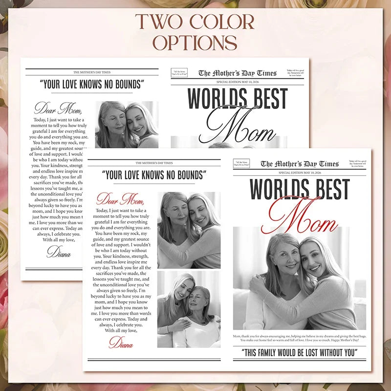 Custom Newspaper Flower Bouquet Wrapper for World's Best Mom