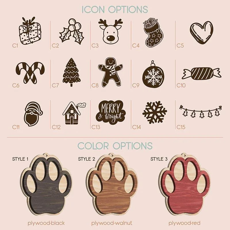 Cutout Paw Print Ornament with Personalized Name - GiftShire