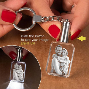 Personalized 3D Crystal Photo Keychain with Led Light - GiftShire