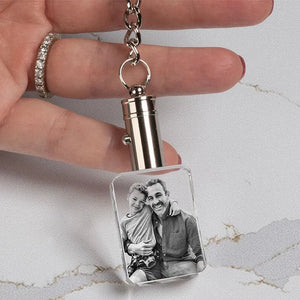 Personalized 3D Crystal Photo Keychain with Led Light - GiftShire