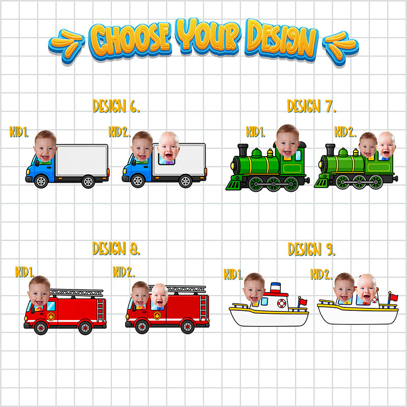 Custom Photo Kids Face Car, Truck, Train Gift Vehicle Magnet