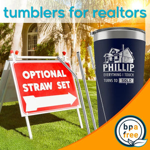 Custom Tumbler Gift for Realtors with Real Estate Agent Logo - GiftShire