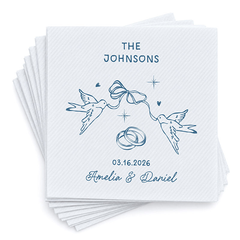 Custom Wedding Napkins with Names and Date