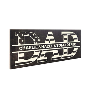 Custom Wood Sign Gifts for Dad - Personalized Flag Design Sign, Gift for Him - GiftShire