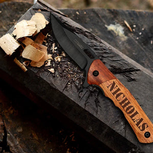 Custom Wooden Handled Knife with Name Engraved by Ozkurt - GiftShire