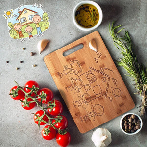 Doodle Engraved Cutting Board - Create Your Doodle Family - GiftShire
