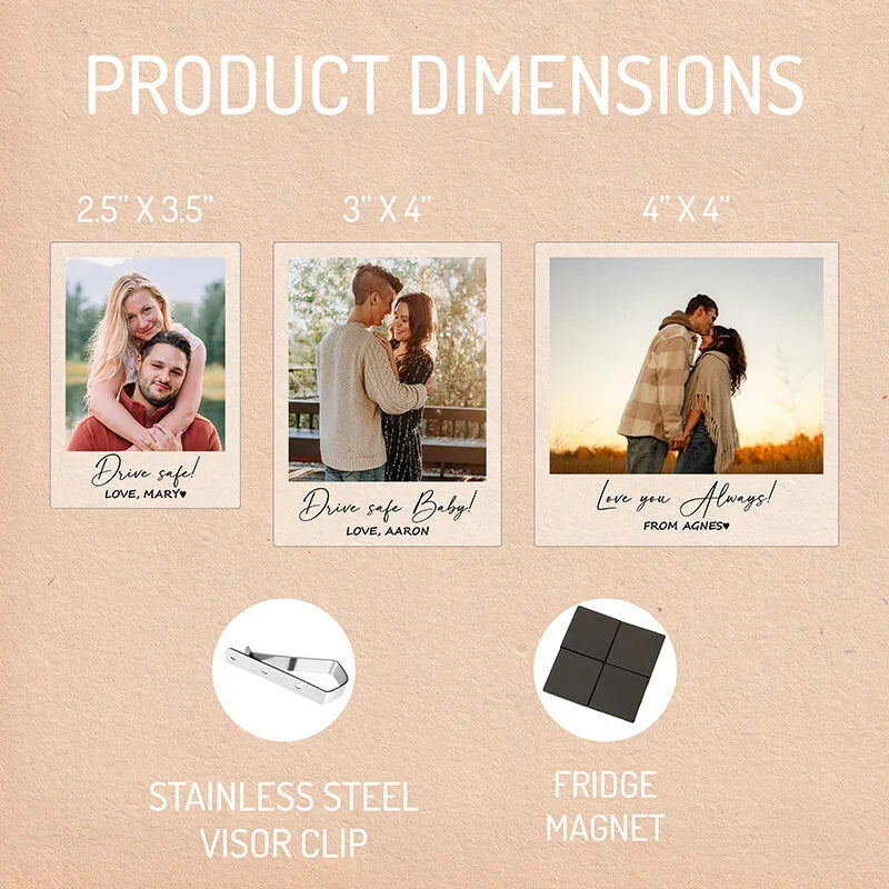Drive Safe Clip & Magnet Forever Together Gift with Photo