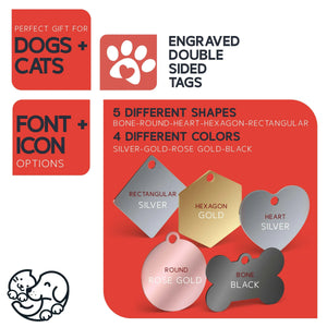 Engraved Pet ID Tags for Cats & Dogs, Personalized Dog Name Tag, Cat, Dog - GiftShire