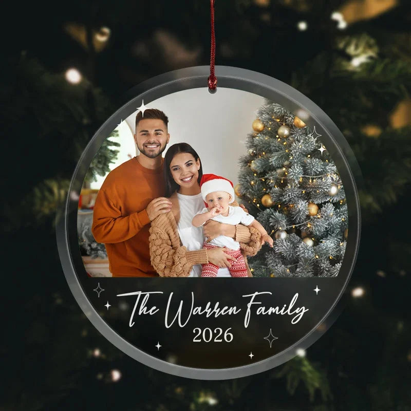 Family Ornament with Photo and Name – 2 Shape Options