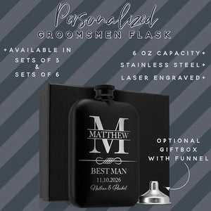 Fill 'Em Up! Groomsmen Engraved Wedding Flask - GiftShire