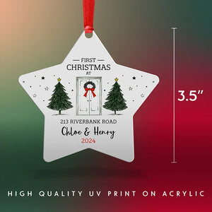 First Christmas at Home, Personalized White Star Ornament - GiftShire