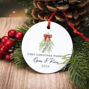 First Christmas Ornament with Couples Name - GiftShire