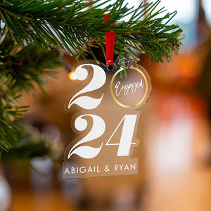 Couples Newly Engaged Personalized Ornament - GiftShire
