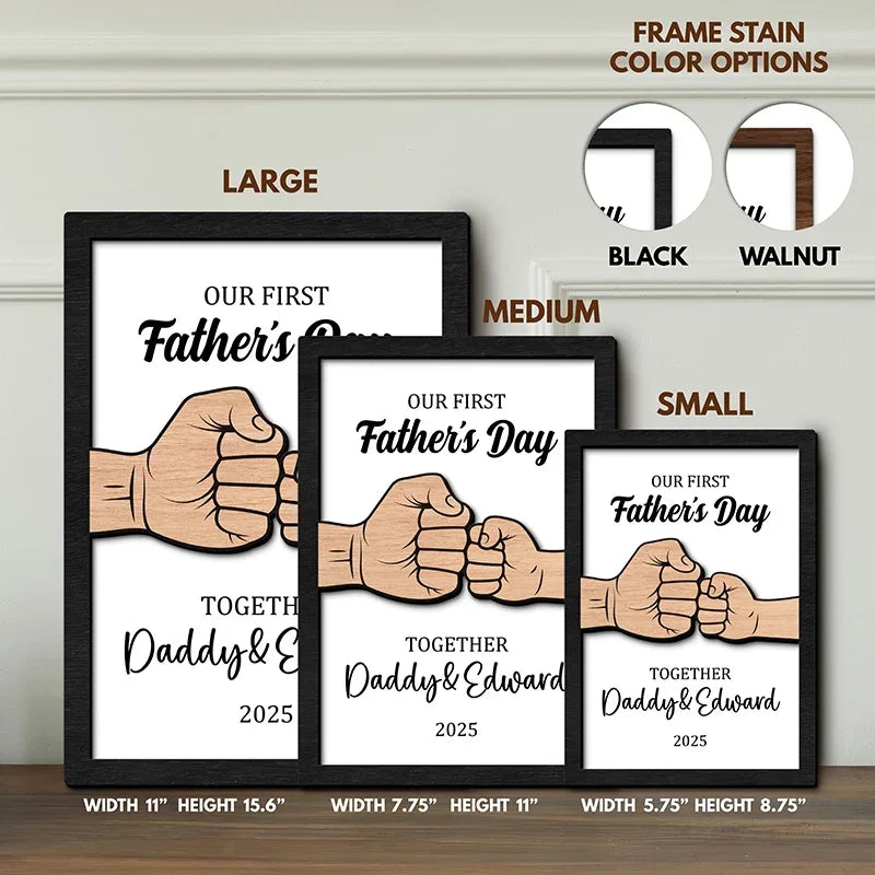 First Father's Day Frame Custom Daddy & Baby Name Fist Bump