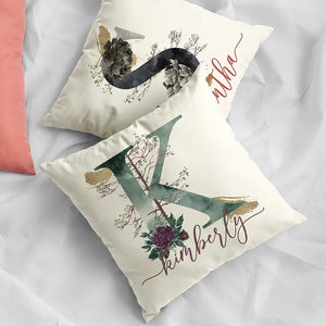 First Letter Initial Pillow with Name - 16x16 Canvas - GiftShire
