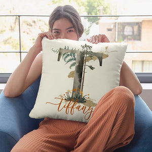 First Letter Initial Pillow with Name - 16x16 Canvas - GiftShire