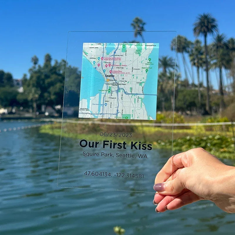First Time Couple Map Sign with Personalized Plaque - GiftShire